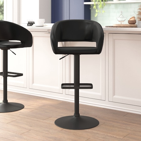 Flash Furniture Black Vinyl Adjustable Height Barstool CH-122070-BKBK-GG